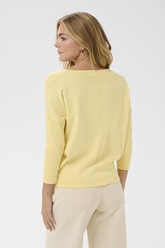 Saint Tropez Mila Finstickad R-neck Pullover 2/4-ärm Pineapple Slice Melange