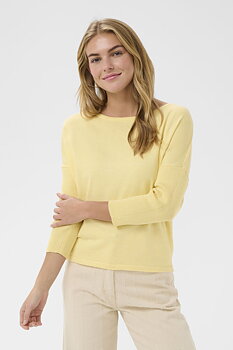 Saint Tropez Mila Finstickad R-neck Pullover 2/4-ärm Pineapple Slice Melange