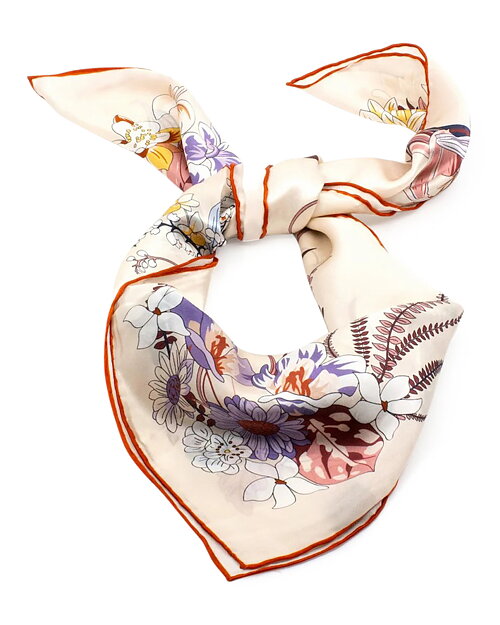 Sidenscarf Villette blommig rosa/gul/vin