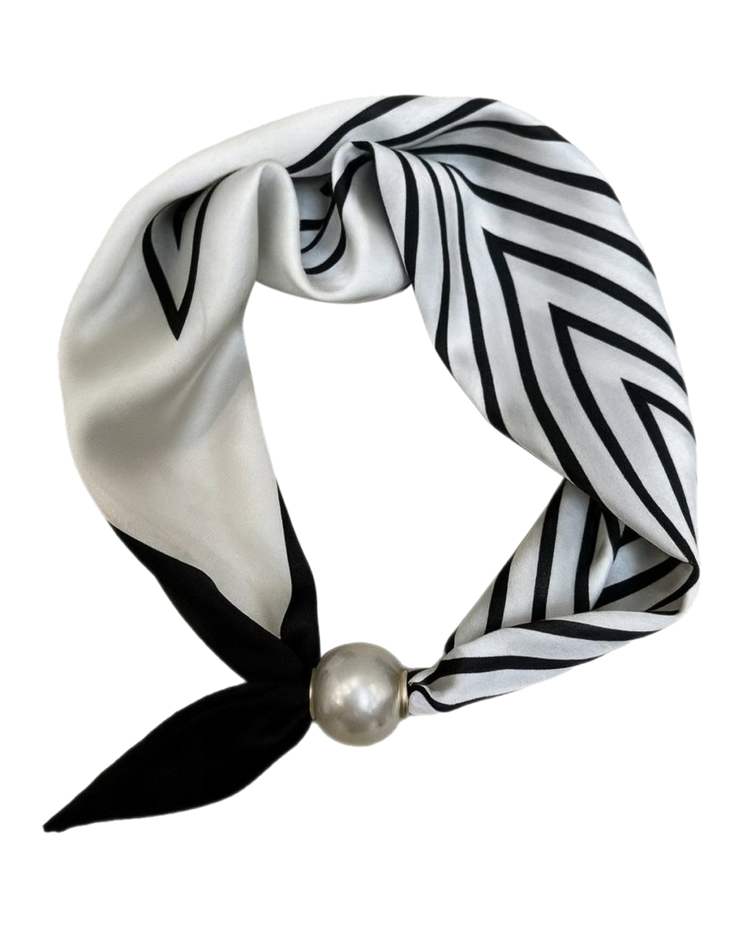 Scarf Chloe med magnet V-mönstrad vit/svart