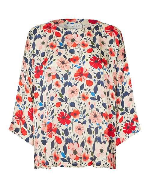 Blus Becca blommig röd/rosa/blå - 5