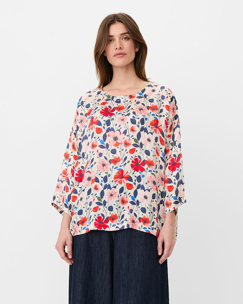 Blus Becca blommig röd/rosa/blå
