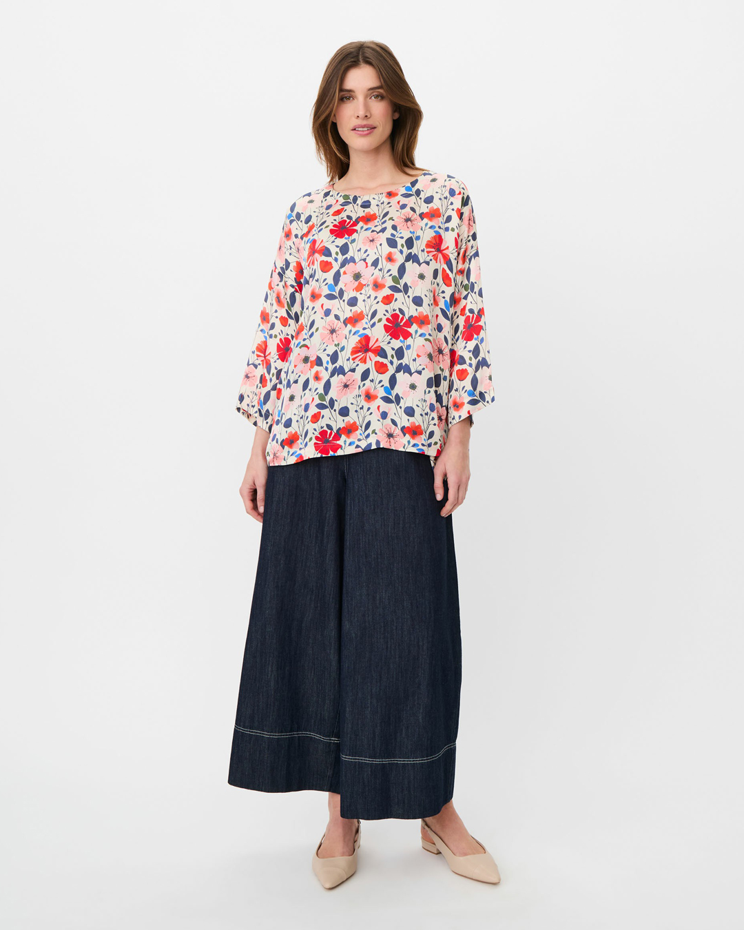 Blus Becca blommig röd/rosa/blå - 4