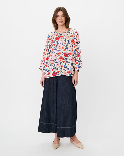 Blus Becca blommig röd/rosa/blå - 4