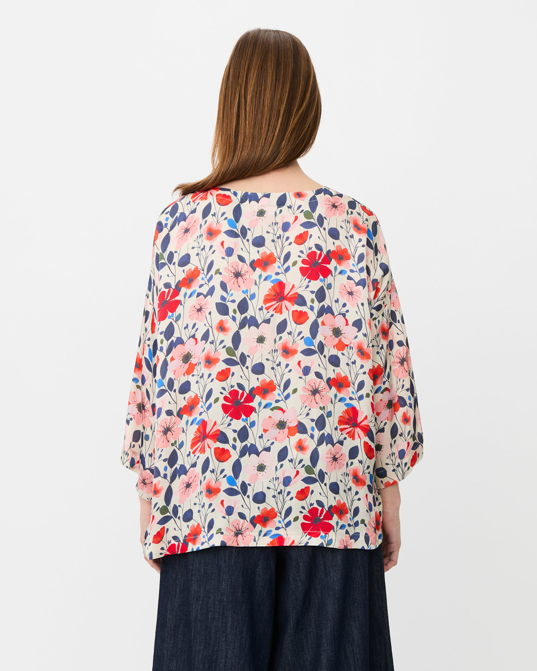 Blus Becca blommig röd/rosa/blå - 2