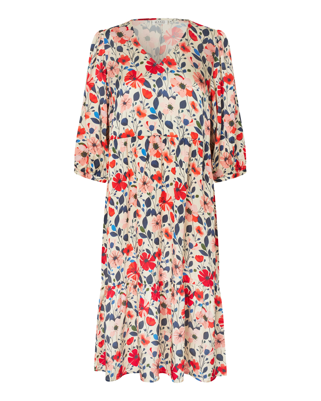 Klänning Nette blommig röd/rosa/blå - 2