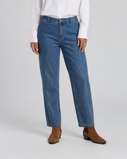Byxa Bai Lich raka tencelblandning denimblå