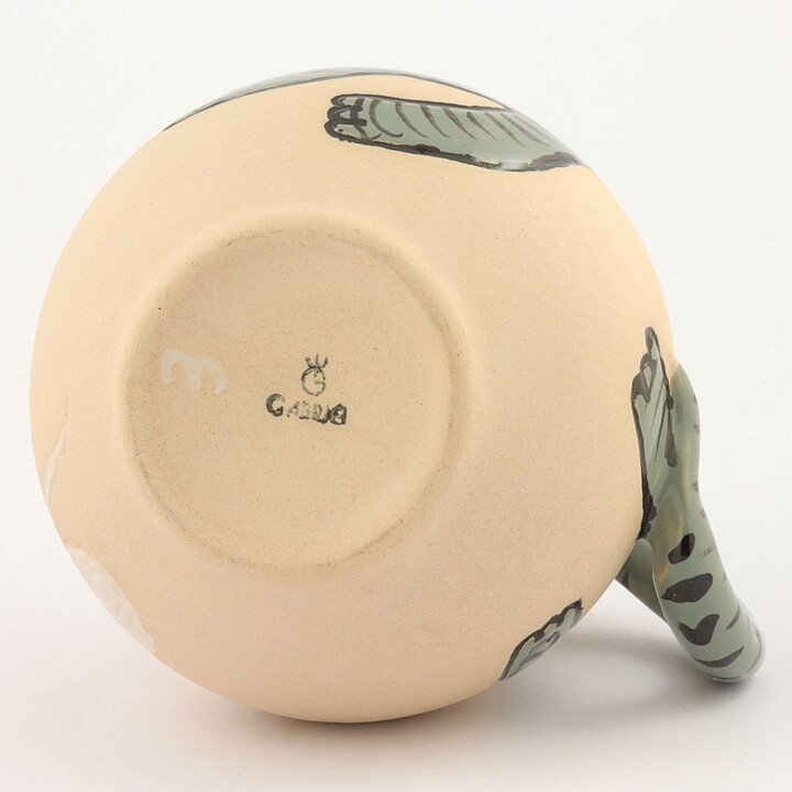 Fifalla Luna Langelund (1980s) Gray Swelling Cat Pitcher 20/15 cm