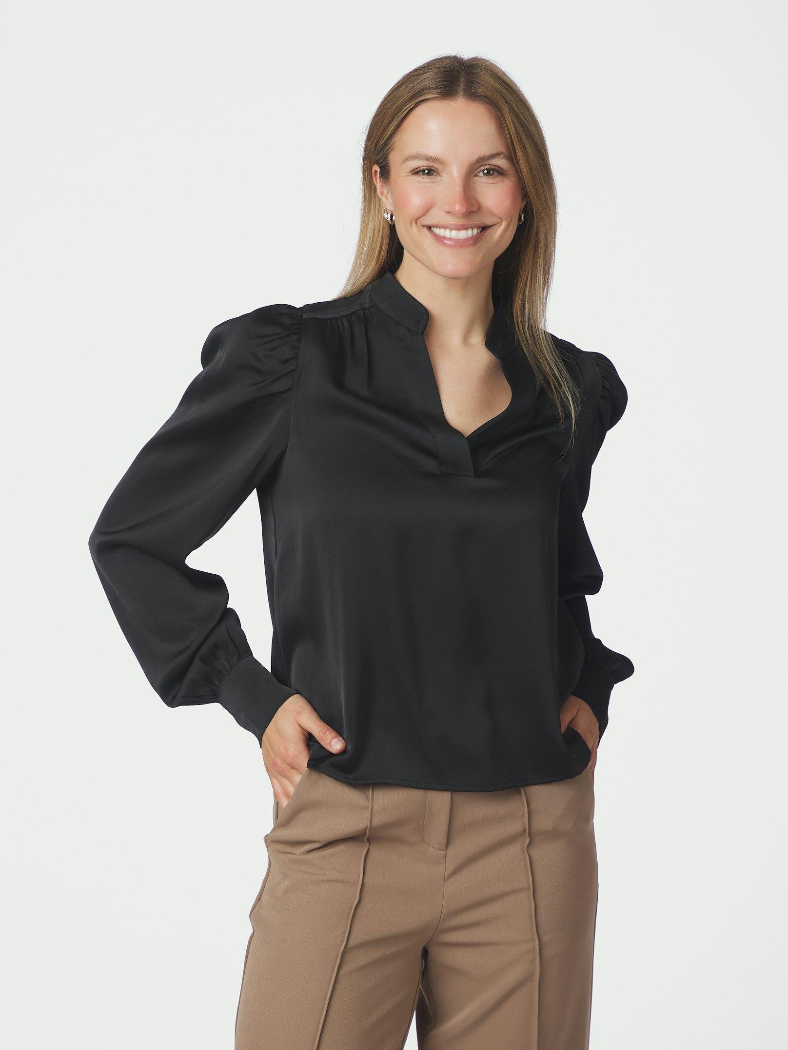 Rosslyn Heavy Sateen Blouse Black - 3