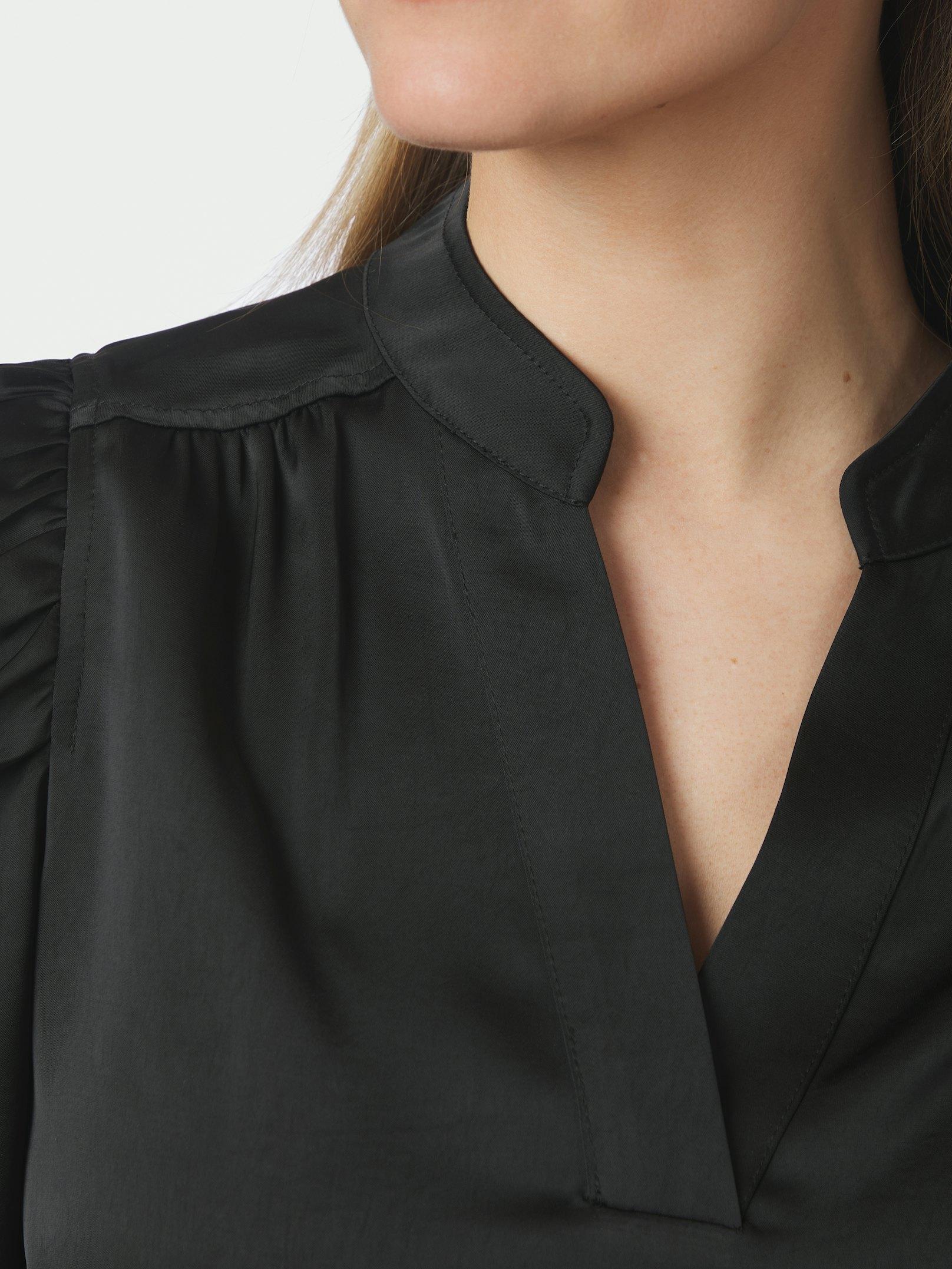 Rosslyn Heavy Sateen Blouse Black - 6