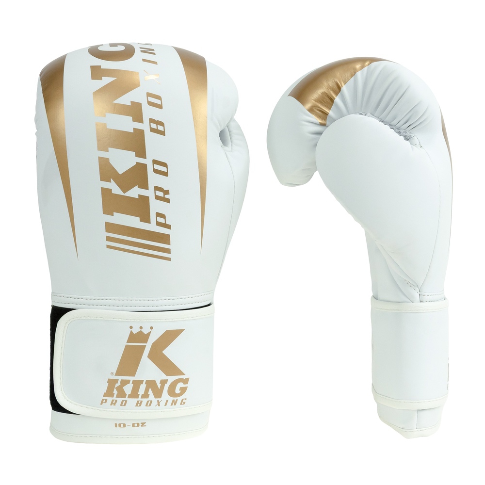 King Boxingglove REVO-9 White/Gold 10-16 oz - 2