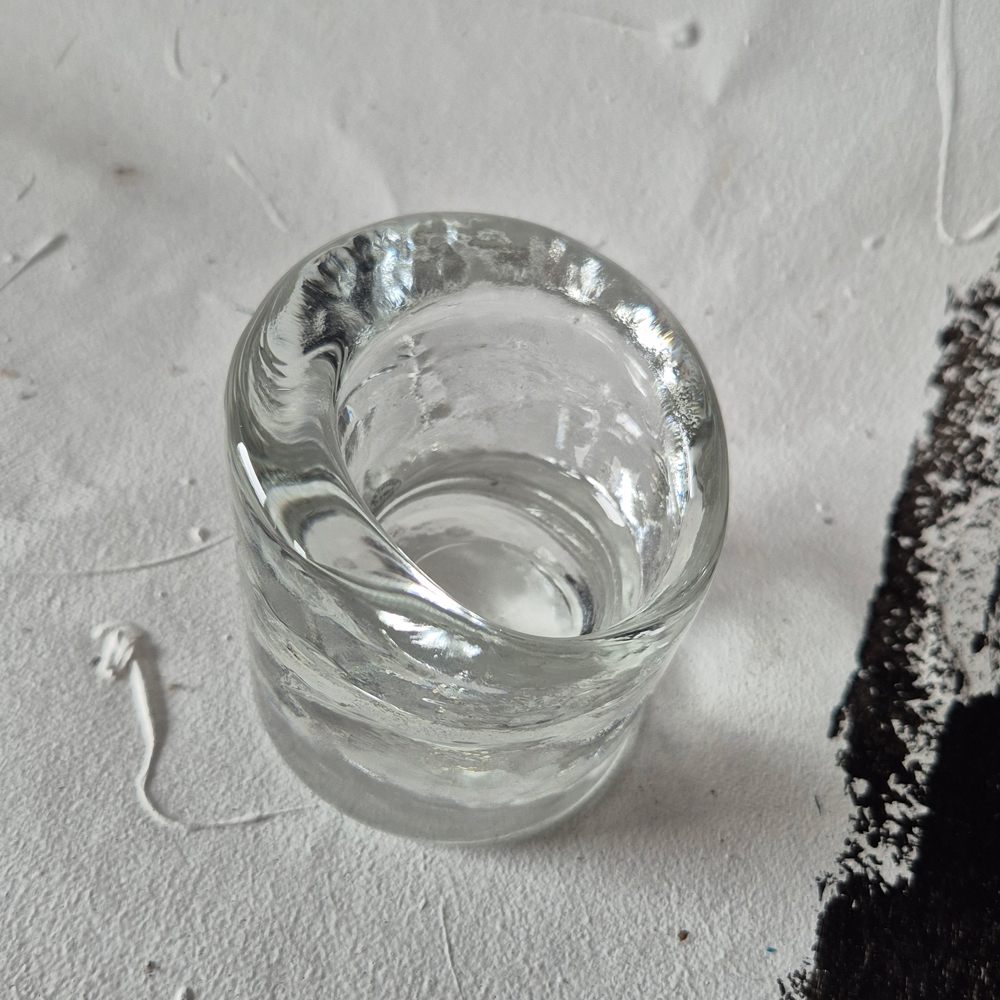vintage LJUSLYKTA, klarglas, ojämn form, Reijmyre, h 8,5 cm - 4