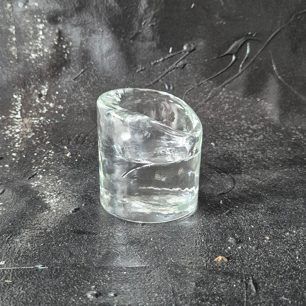 vintage LJUSLYKTA, klarglas, ojämn form, Reijmyre, h 8,5 cm - 3