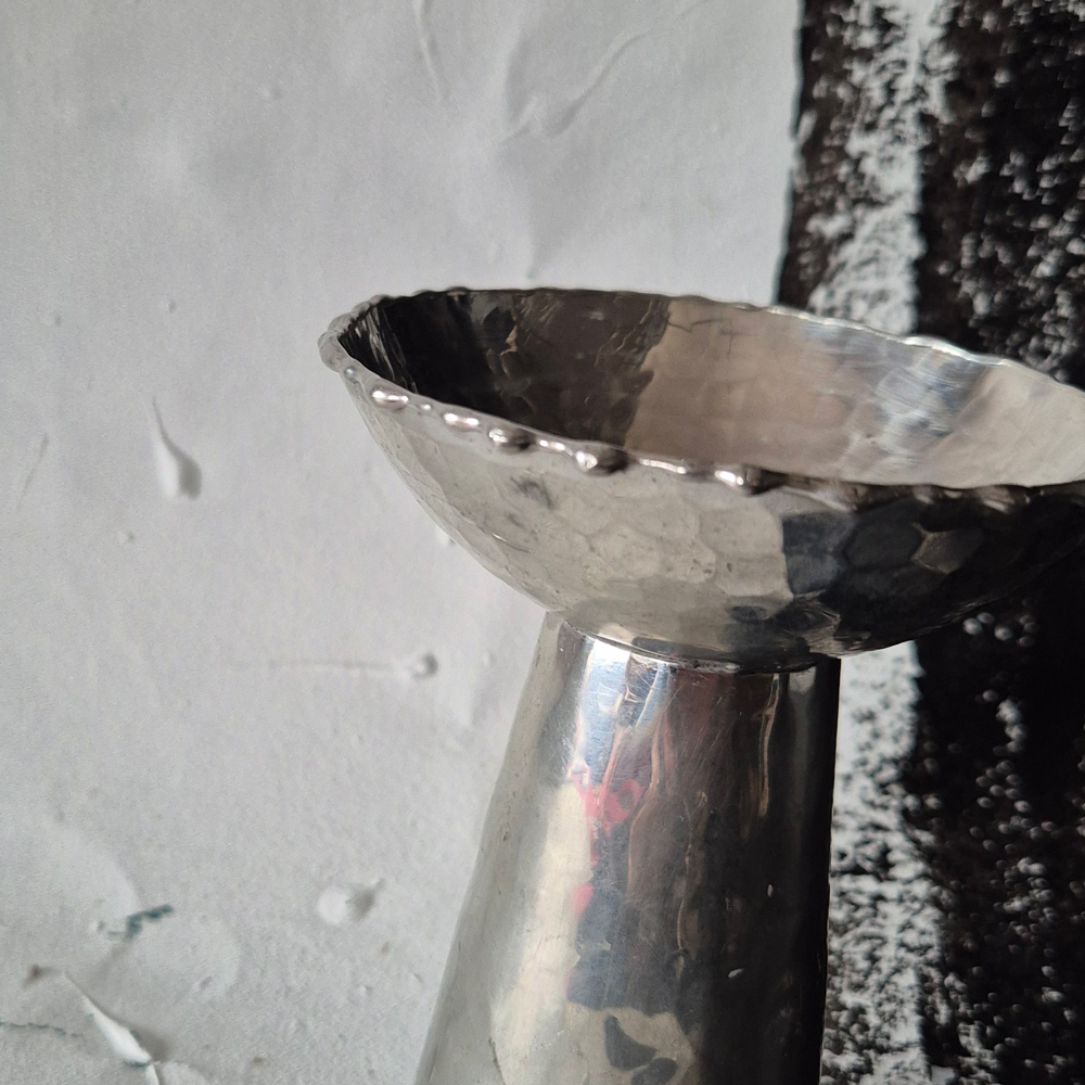 vintage LJUSSTAKE, hamrat tenn, Christer Wide, h 13,9 cm - 3