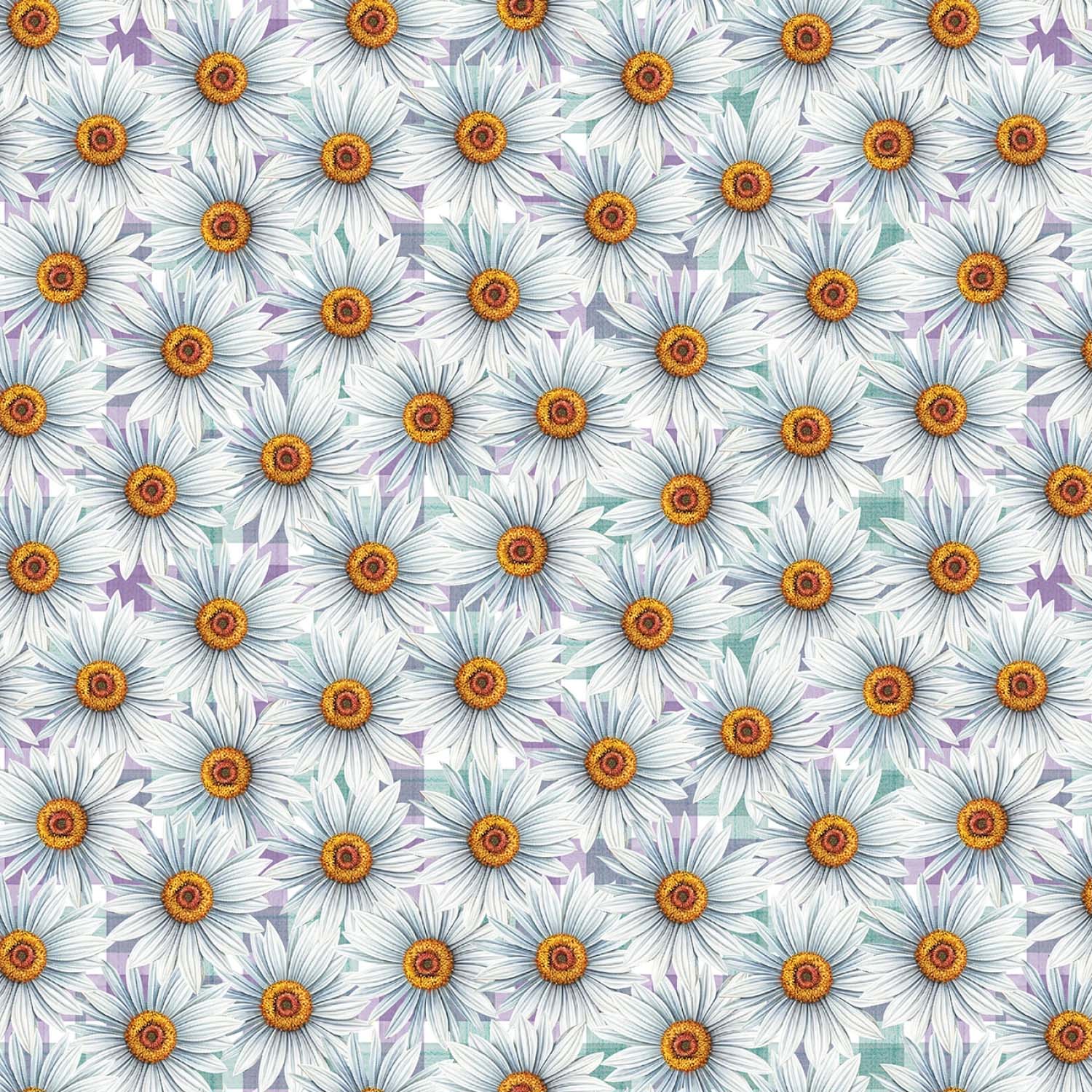 Tyg: Blue Daisies - tusensköna - 6 Inch rapport