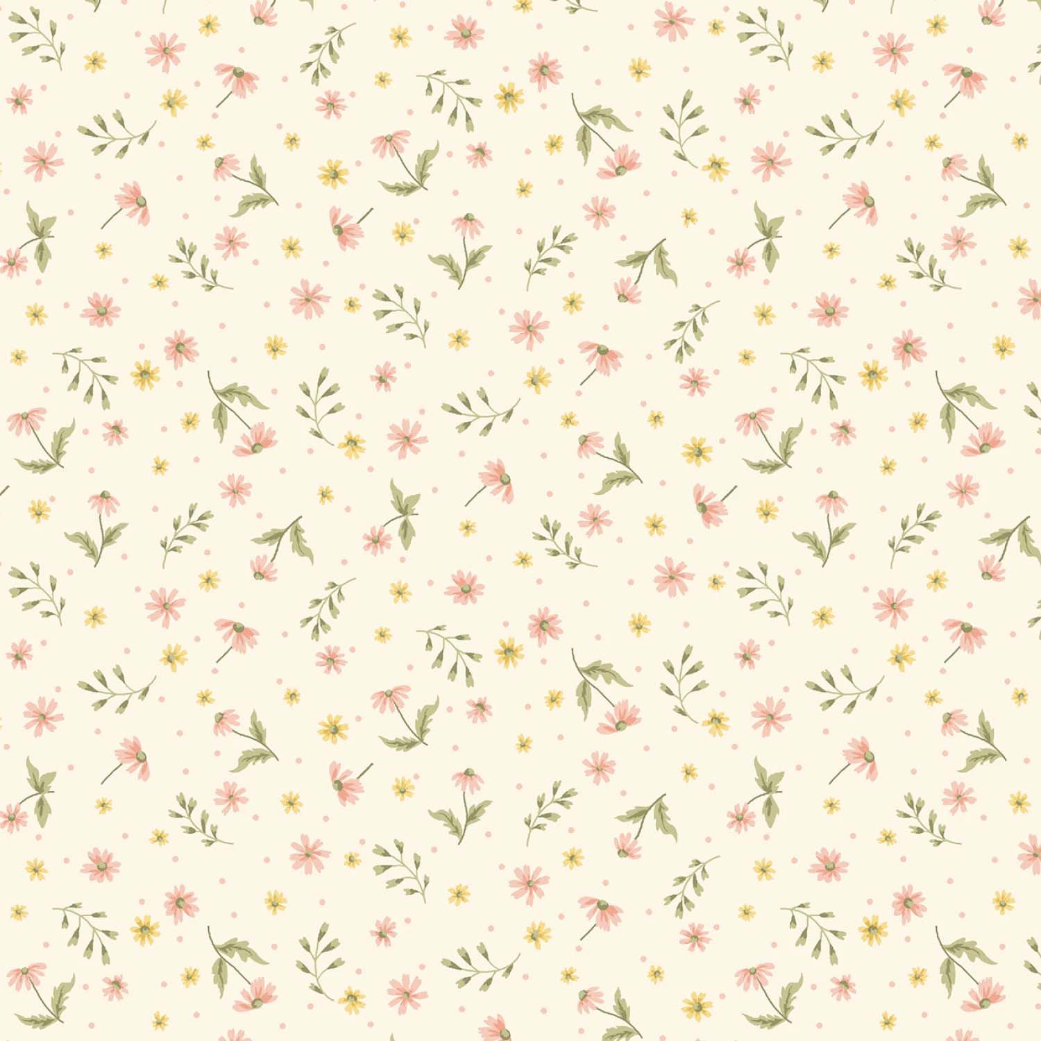 Tyg: Warm White Mini Wild Flowers - Layla