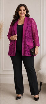 Kavaj i spets, fuchsia 