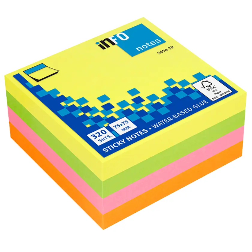 Notiskub 75x75 320bl neon - 2