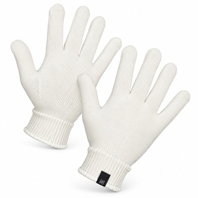 Norfolk Finger Mittens Merinovilla Valkoinen
