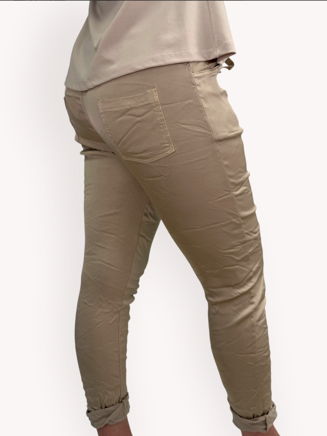 Gemini- Ilma glansig stretchbyxa beige - 2