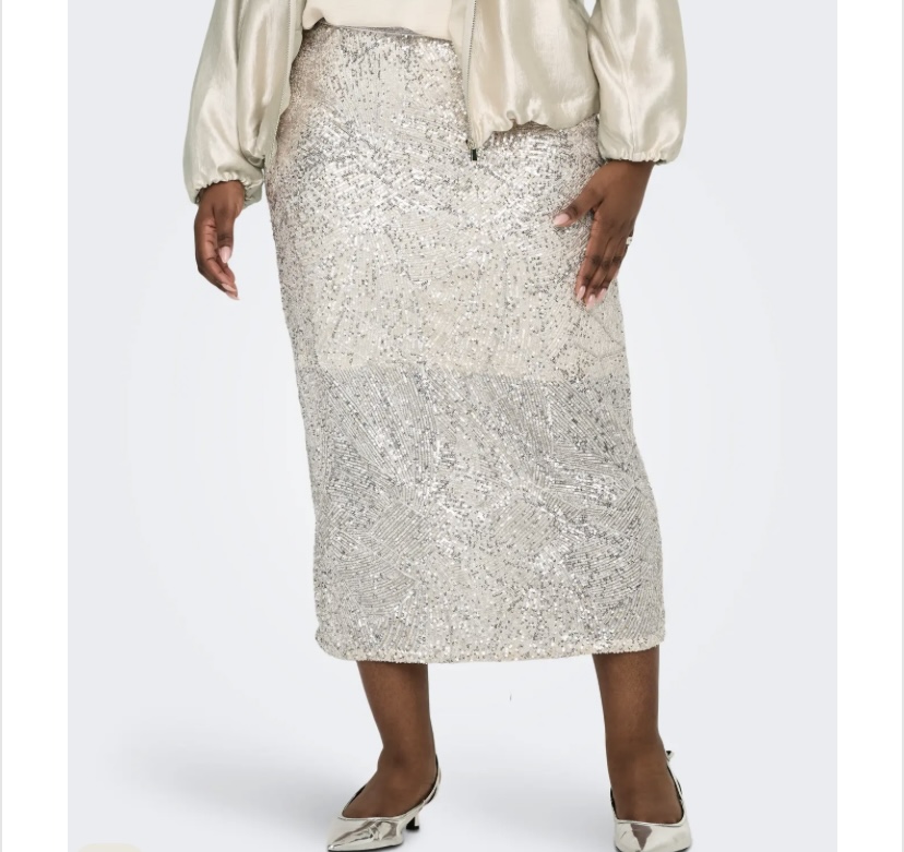 CARMADDISON beige midikjol med silverpaljetter - 2