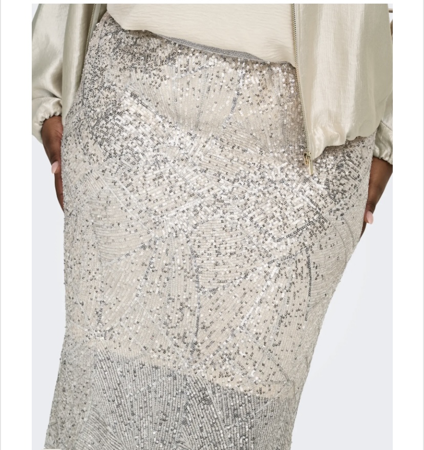 CARMADDISON beige midikjol med silverpaljetter - 3