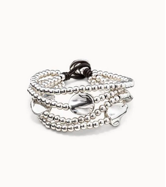 Three strand leather beaded armband