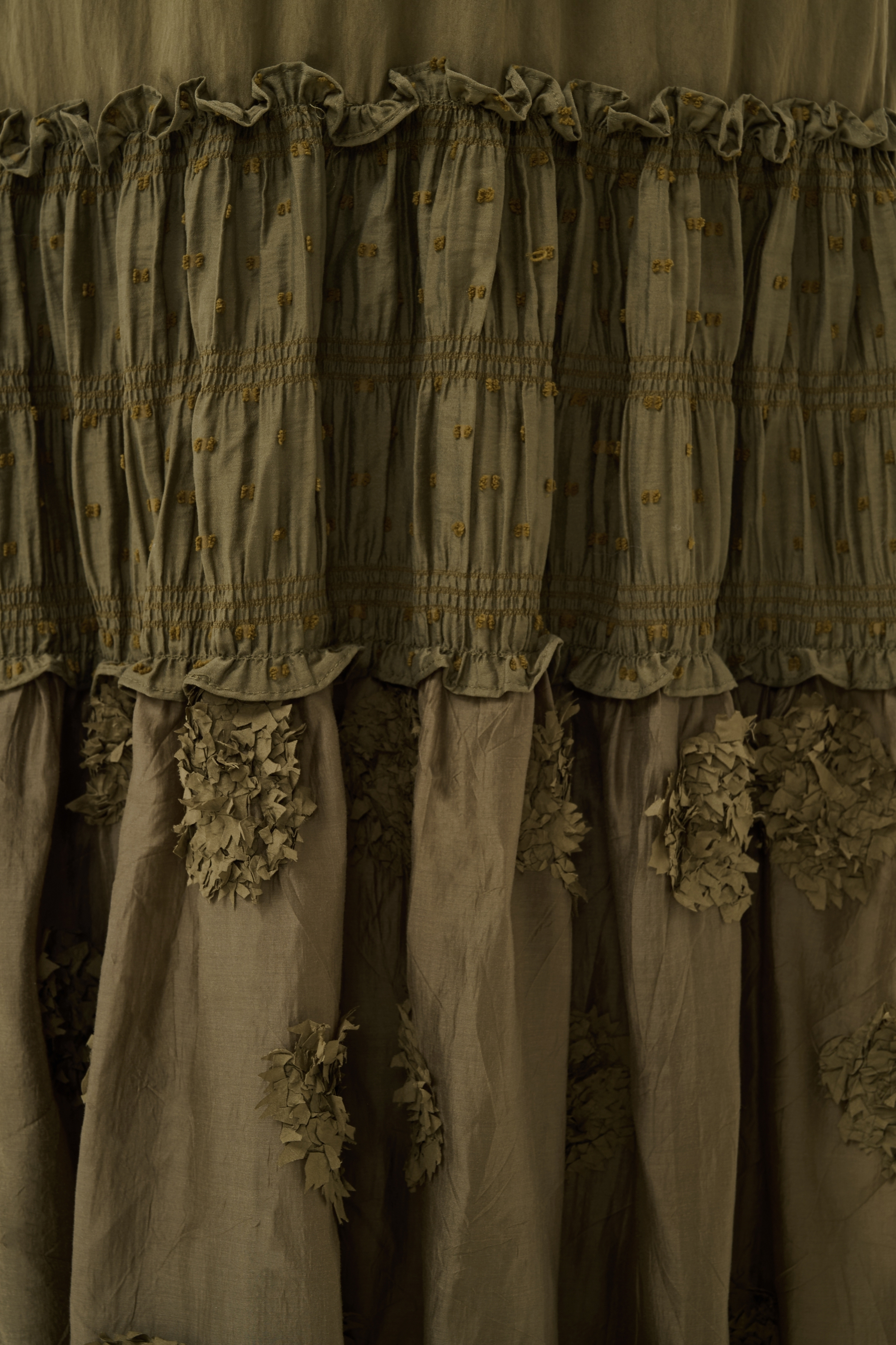 CUdeena Skirt Dusky Green Volangkjol med applikationer - 5