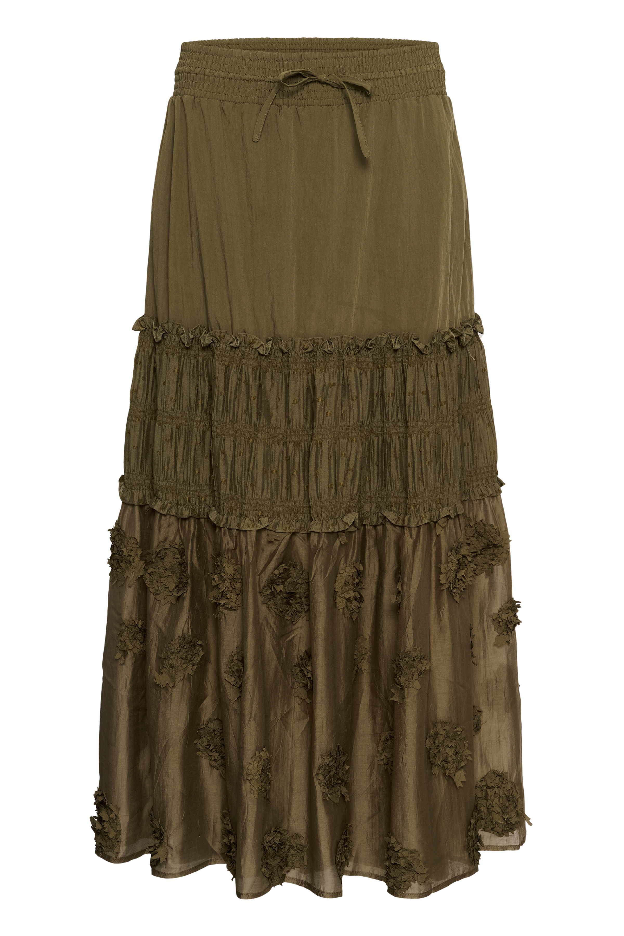 CUdeena Skirt Dusky Green Volangkjol med applikationer - 6