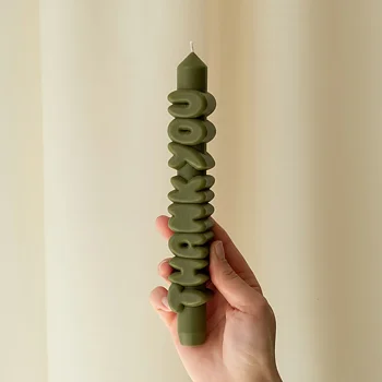 Taper Candle Thank You Olive Green