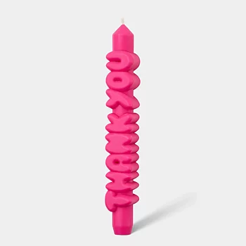 Taper Candle Thank You Pink