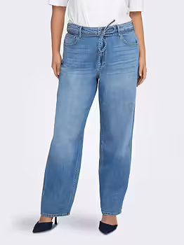 CARGIANNA blå raka jeans mid waist