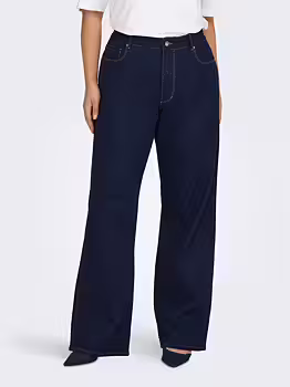 CARSNOW mörkblå vida jeans med hög midja