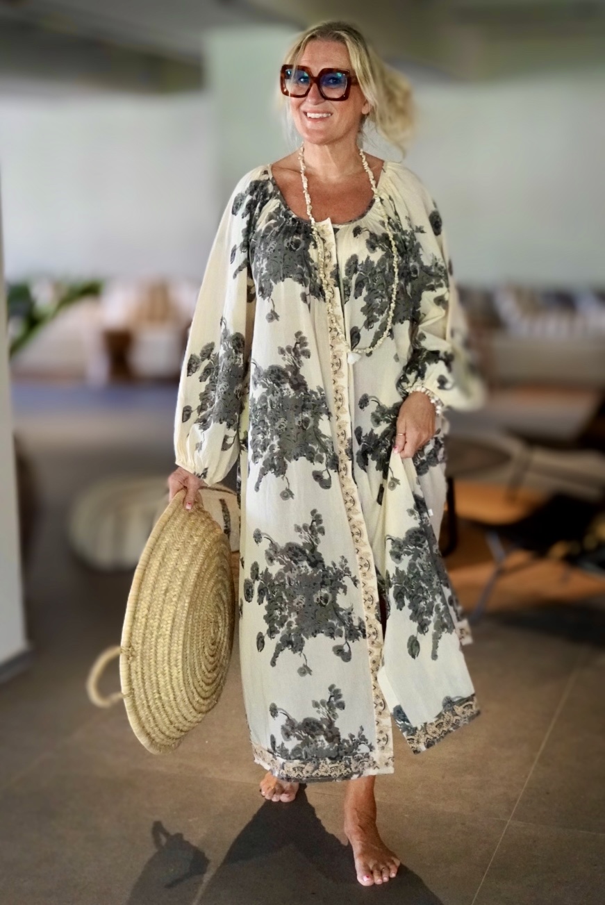 CARA MIA COTTON MAXI DRESS  GREY BUNCH 