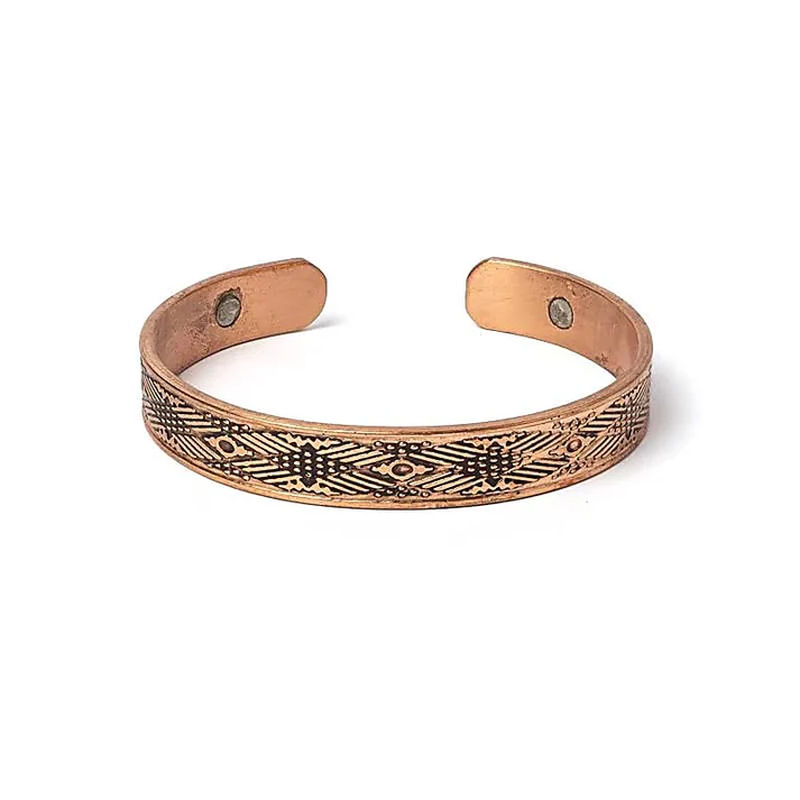 Magnetiskt koppararmband korsande ränder
