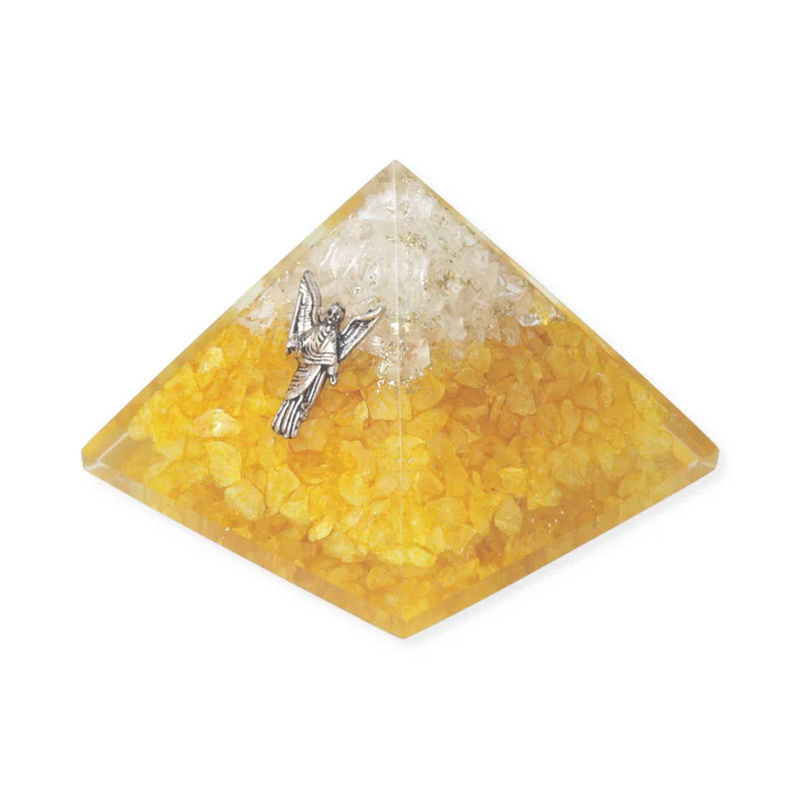 Orgonitpyramid citrin och klar kvarts med ängeln Uriel  - 2