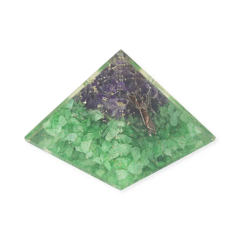 Orgonitpyramid, peridot och ametist med ängeln Rafael - 2