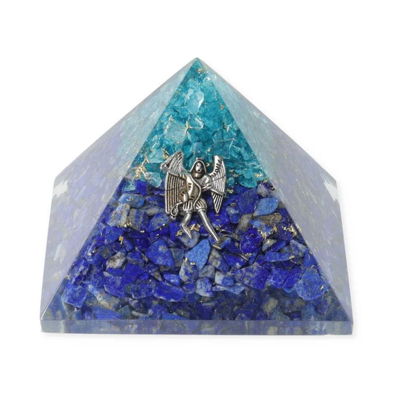 Orgonitpyramid, lapis lazuli och akvamarin med ängeln Mikael