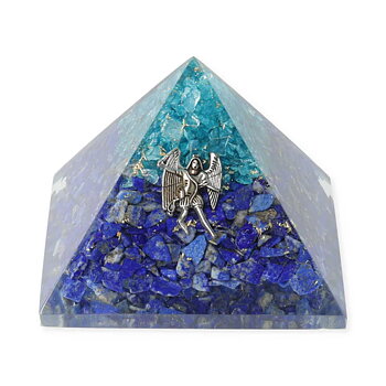 Orgonitpyramid, lapis lazuli och akvamarin med ängeln Mikael