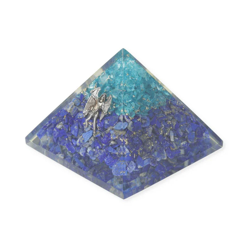 Orgonitpyramid, lapis lazuli och akvamarin med ängeln Mikael - 2