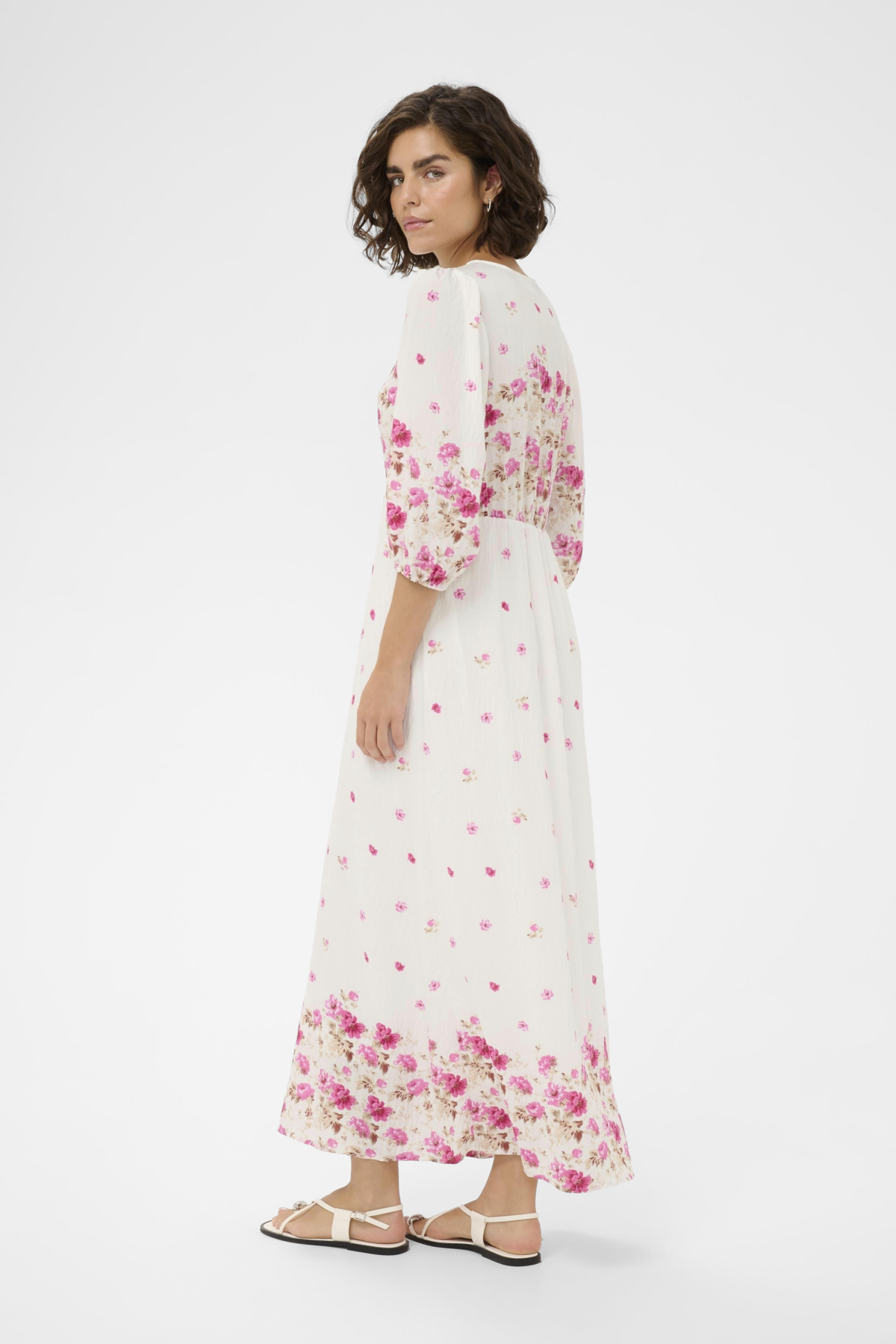 KArosine lång klänning i vit och rosa - 3