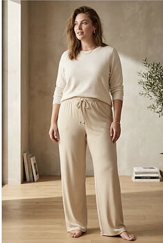 Byxa med resårmidja, beige 