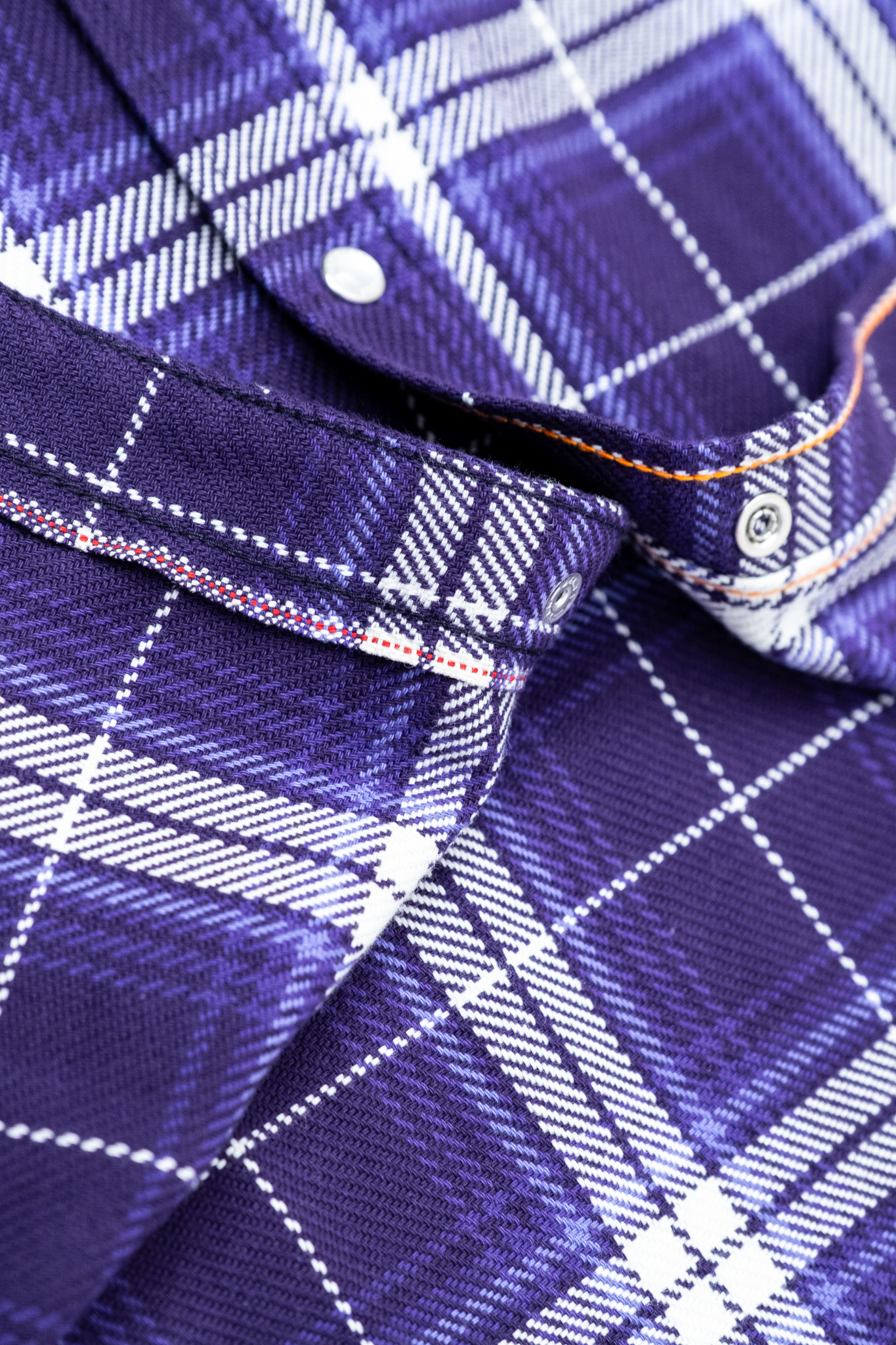 Iron Heart - IHSH-439-PUR 9oz Selvedge Flannel Check Western Shirt Purple - 8