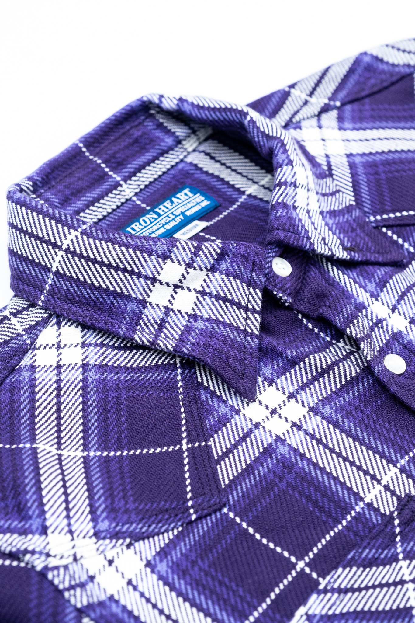 Iron Heart - IHSH-439-PUR 9oz Selvedge Flannel Check Western Shirt