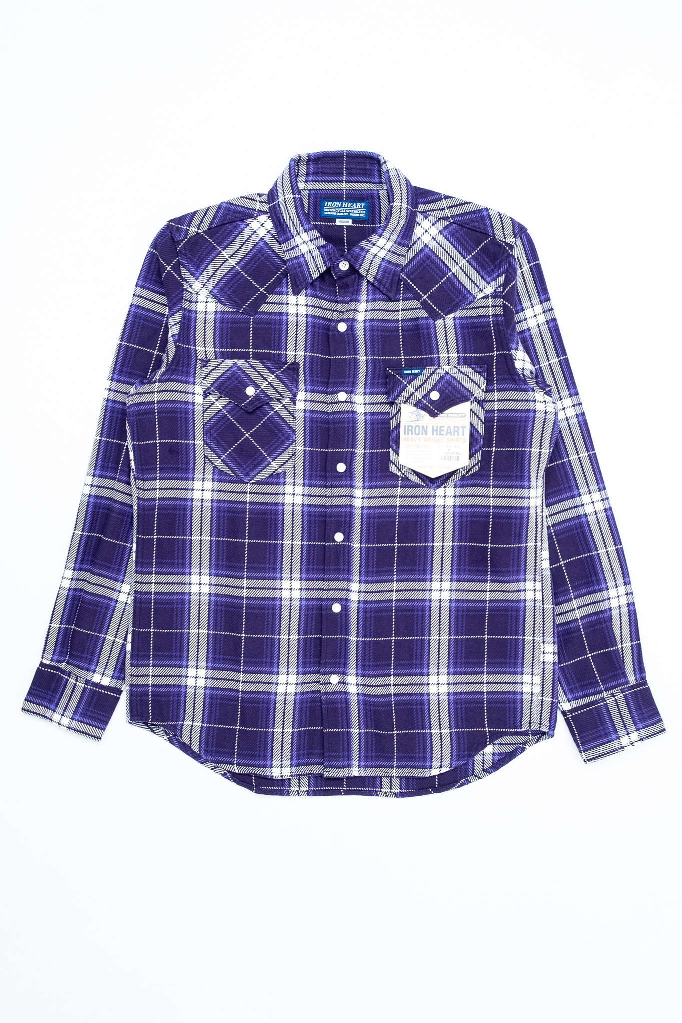 Iron Heart - IHSH-439-PUR 9oz Selvedge Flannel Check Western Shirt Purple - 2