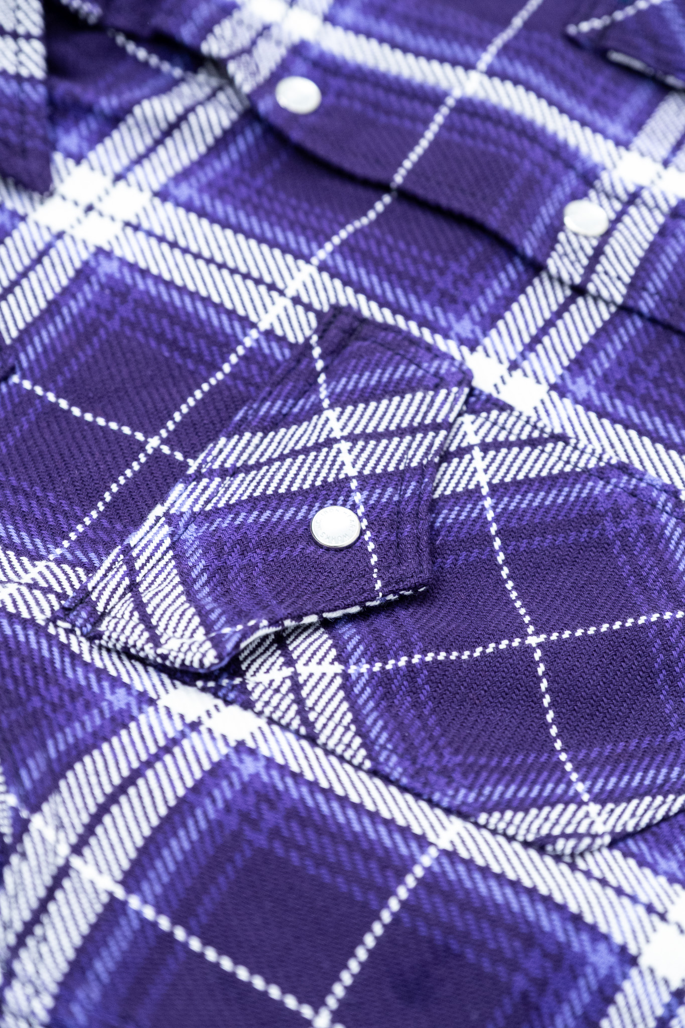 Iron Heart - IHSH-439-PUR 9oz Selvedge Flannel Check Western Shirt Purple - 5