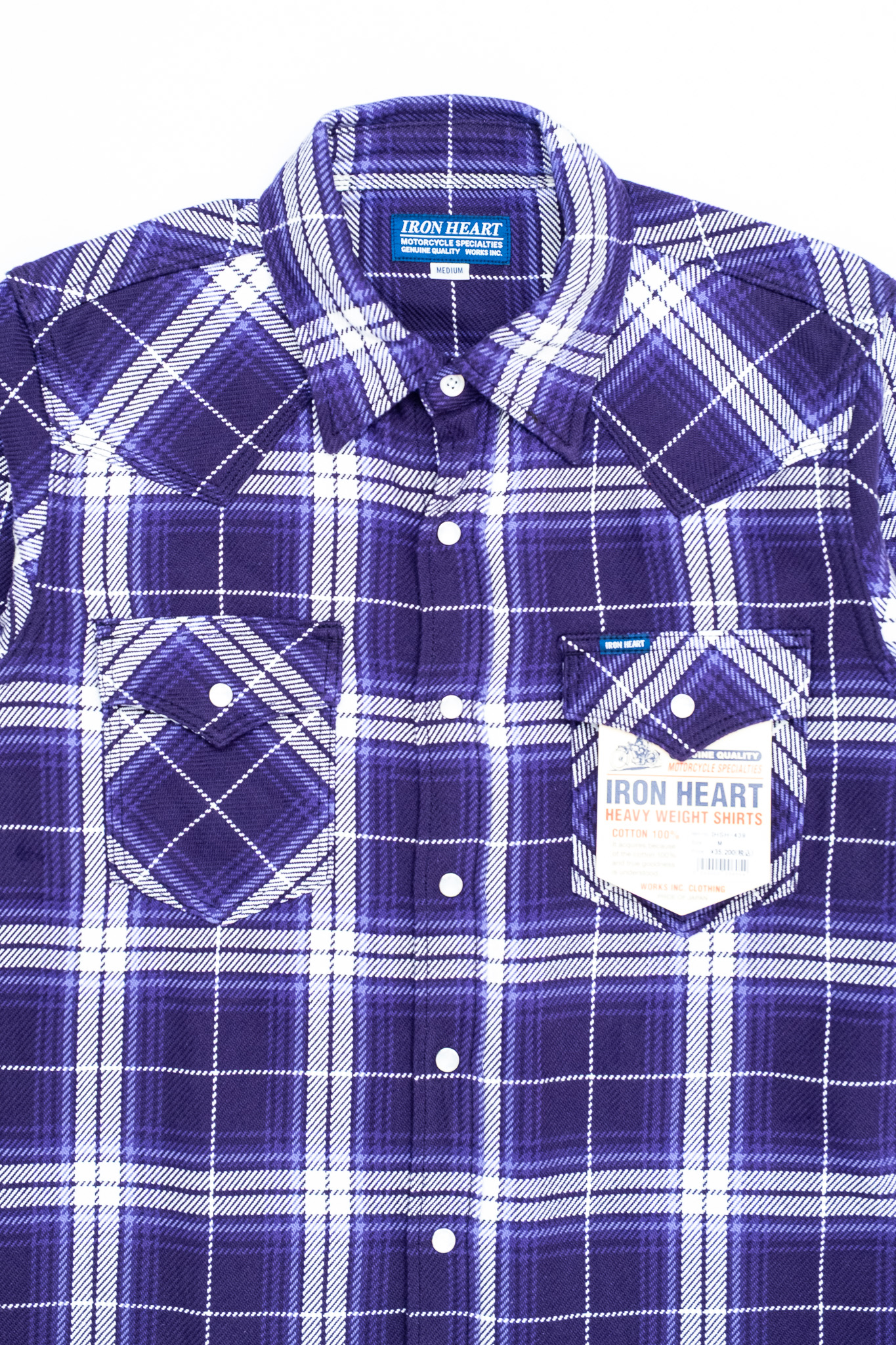 Iron Heart - IHSH-439-PUR 9oz Selvedge Flannel Check Western Shirt