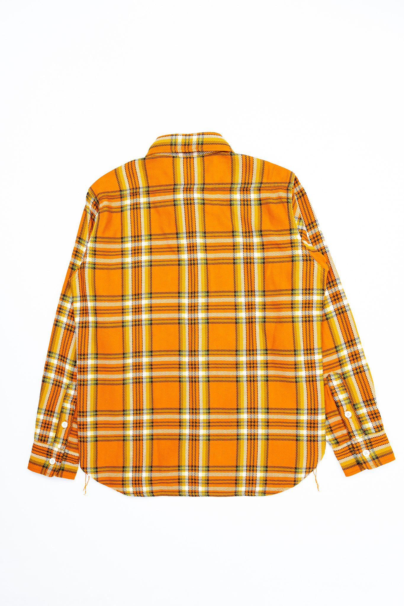 Iron Heart - IHSH-442-ORA 9oz Selvedge Flannel Check Work Shirt Orange - 3