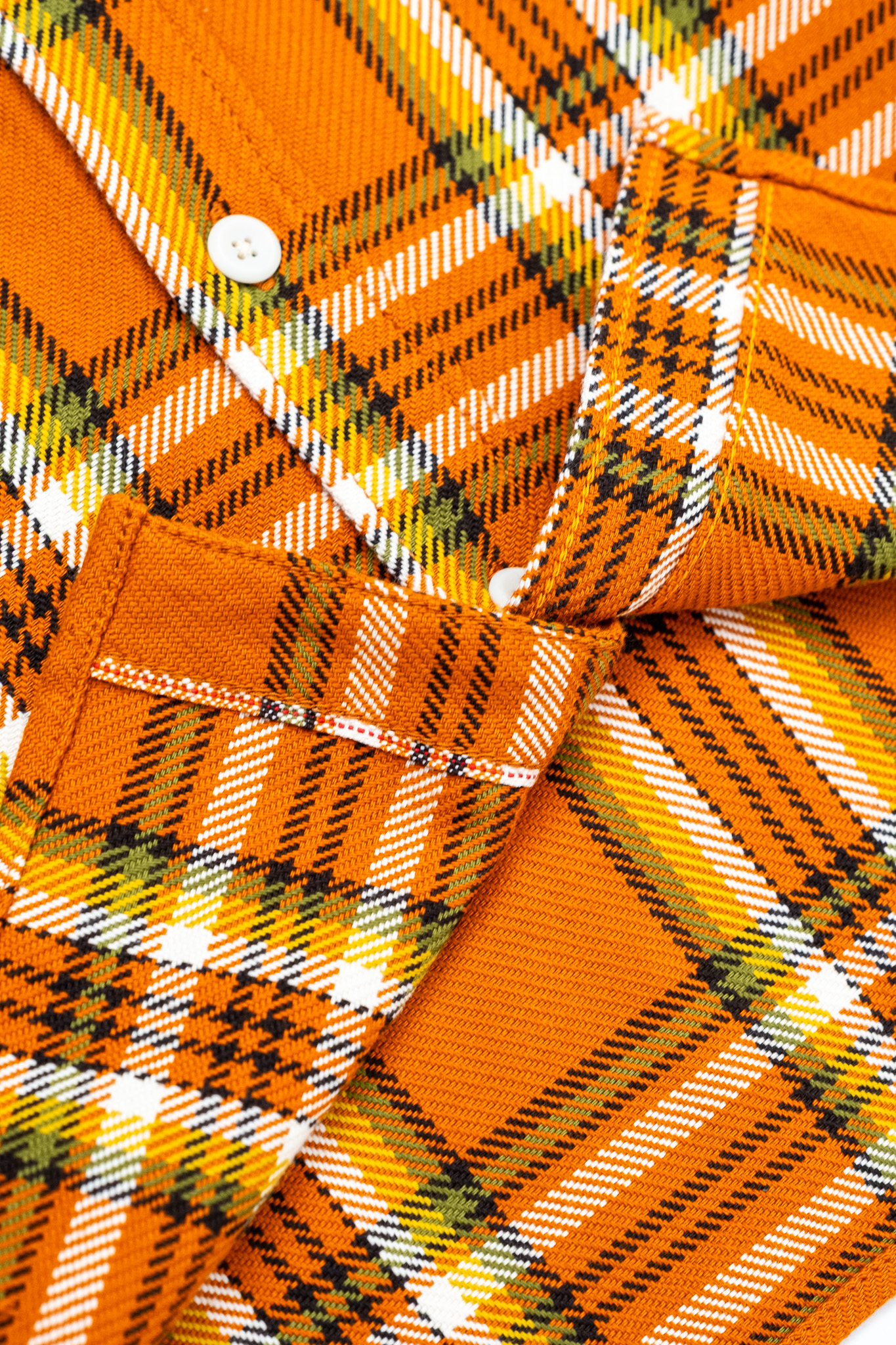 Iron Heart - IHSH-442-ORA 9oz Selvedge Flannel Check Work Shirt Orange - 9