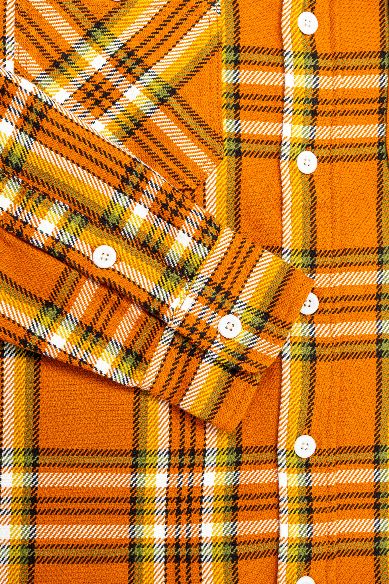 Iron Heart - IHSH-442-ORA 9oz Selvedge Flannel Check Work Shirt Orange - 7
